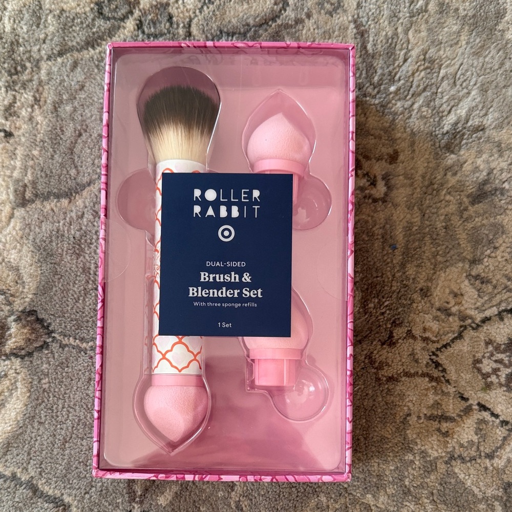 Roller Rabbit Pink Dual-Sided Brush & Blender Set